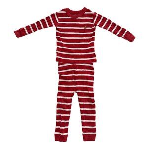 GAP Organic Brushed Cotton PJ Set, Holiday Red Stripe, 18 - 24 months